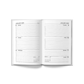 2025 A5 Premium Week To View Diary Hardback Cover Appointment & Ribbon Marker, Full Year Planner, Organizer for Business, Office, Home, Traveling, Organization (Burgundy)