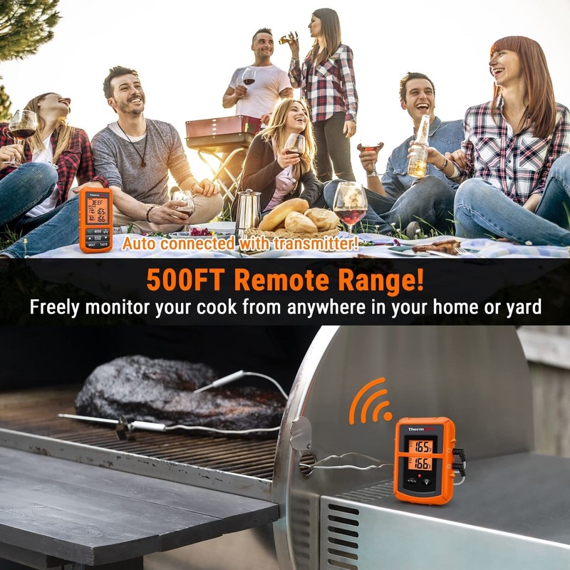 ThermoPro TP20 500FT Wireless Meat Thermometer with Dual Meat Probe,