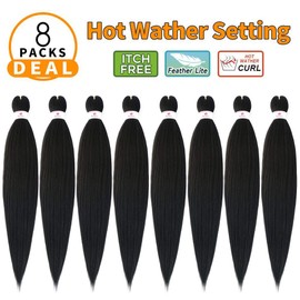 Beyond Beauty EZ Braid Pre Stretched Braiding Hair 8Packs-26inch Professional Yaki Texture Synthetic Hair(#1B)