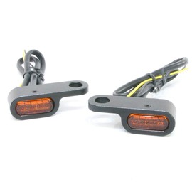 Ultra Mini Micro Mini LED Turn Signal, EH Black Body, Orange Lens, Car Inspection Compatible, Set of 2, Orange/Amber Light