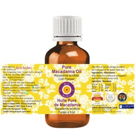 Deve Herbes Pure Macadamia Oil (Macadamia ternifolia) Cold Pressed (Pack of Three) 100ml X 3 (10 oz)