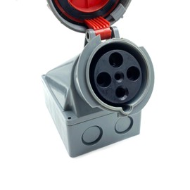 IEC 60309 Industrial Connector Socket, 4Pin 63Amp 380V-415V 3P+E 6H IP67 Waterproof Female Connector Power Connecting Industrial Surface Mounted Receptacle for Aviation and Industry
