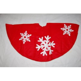 unbranded Christmas RED FELT FABRIC TREE SKIRT White Snowflakes 40" DIAMETER