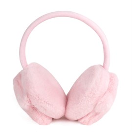 FakeFace Ear Warmers for Women Girls Adjustable Warm Earmuffs Plush Ear Warmers Ear Muffs Winter Accessories Outdoor Ear Cups for Women, Pink (star)