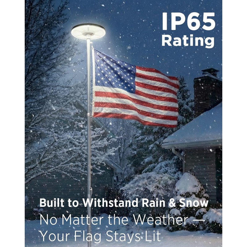 Flagpole Light Solar Powered, 360 LED Ultra Bright Flag Light
