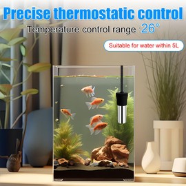 DONGKER Mini USB Submersible Aquarium Heater,20W 26℃ Automatic Constant Temperature Small Heater for 5L Small Desktop Fish Turtle Tank