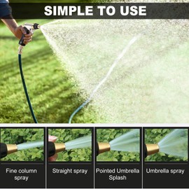 Garten Handbrause, Hochdruck Garten Spritzpistolen Hochwertig und Robust mit Verschiedene Strahlarten für Reinigungs- und Bewässerungsarbeiten