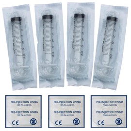 25/100 Pack Leur Lock Syringe 30ml + Free Alcohol Wipes: Plastic Syringe: Multiple Uses Measuring Tools, Individually Wrapped (25)
