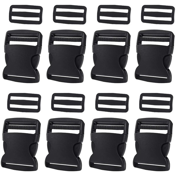 16 Stück 50mm Seitliche Entriegelung Schnallen mit Tri-Glide für Gepäckgurte,