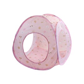 Andiker Cat Tent, 3 Holes Safe and Strong Cute Cats Tunnel Collapsible Easy to Carry Cat House for Indoor Cats Kittens Hiding Playing Training Sleeping (Pink2 Tent)