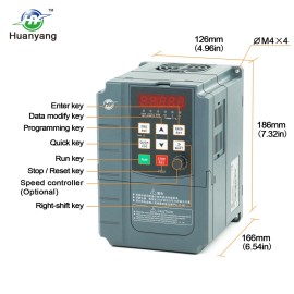 Huanyang VFD 220V 2HP 1.5KW Variable Frequency Drive Inverter Convert for Motor