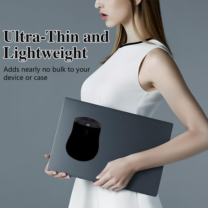 2 Pack Black Stick-On Mouse Pouch, Mouse Holder for Laptop