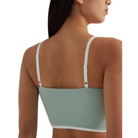 AugIris Womens Workout Tank Tops Adjustable Strap Longline Sports Bra Padded Sleeveless Top Plant Green S