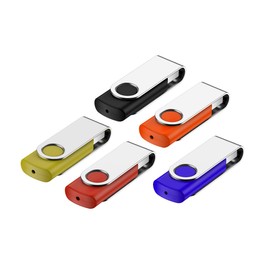 16GB Memory Stick 5 Pack-USB Stick Flash Drives 2.0 Swivel Design Pen Drive,Thumb Drive for Data Storage,Zip Drive and Jump Drive with LED Light-5 colour