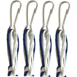 Holy Land Market Tzitzits Set of Four - White with Blue Thread, Messianic Tassels with Hanging Hooks, Royal Blue