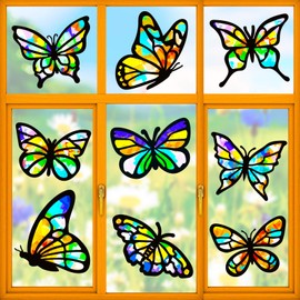 Zonon 9 Pcs Butterfly Suncatcher Craft Kit DIY for Window Stained Glass Effect Spring Summer School Classroom Tissue Art Craft with 12 Colors Large Paper Creative Activity Gift Decoration Party Favors