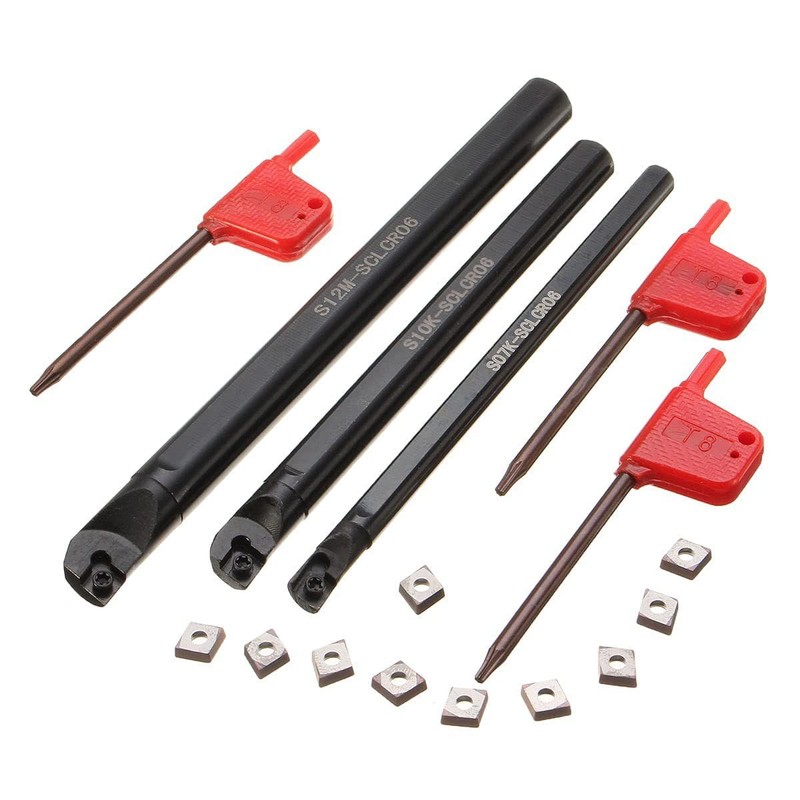 CLAHJQX Lathe Boring Bar Set 3pcs S07K/S10K/S12M Turning Boring Bar
