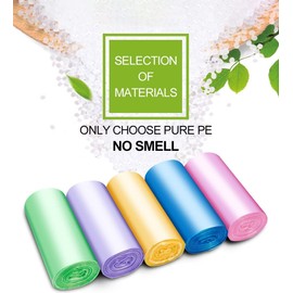 Forid Small Trash Bags for Bathroom - 2.6 Gallon Garbage Bags Unscented,Extra Thick Strong Wastebasket Can Liners for Home Office Bedroom,150 Count 5 Color | FORID