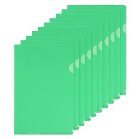PATIKIL L Type Folder Pack of 10 A5 Plastic File Sleeves Transparent Document Sleeves for Office Green