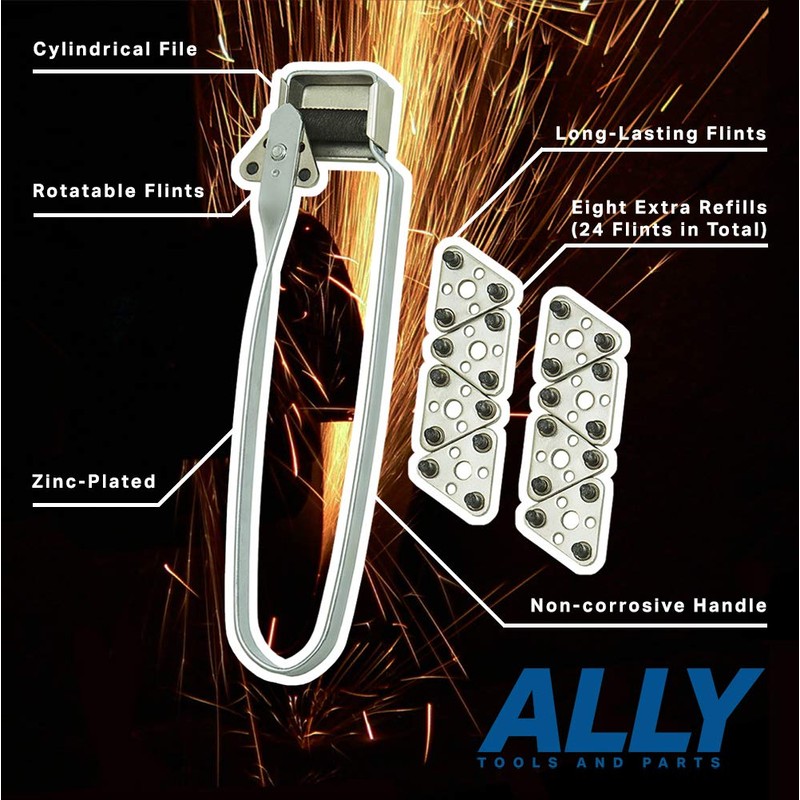 Ally Tools Triple Flint Striker with 9 Rotatable Triple Flints