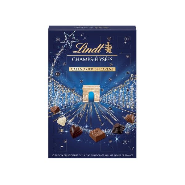 Lindt - Champs-Elysées Advent Calendar – Assorted Milk Chocolates, Black and White – Ideal for Christmas, 250 g