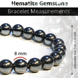 EPSAA Hematite Crystal 8MM Bracelet – Healing Crystal Bracelet for Women and Men – 8mm Round Beaded Bracelet for Anxiety Relief – Elastic Adjustable Size Bead Calming Bracelet, 7" Inches, Crystal