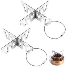 Alcohol Cross Stand 2 Pieces Stainless Steel Alcohol Stove Holder Portable Titanium Alcohol Stove Accessories for Camping Hiking Picnic