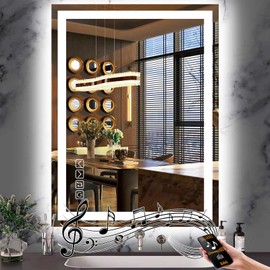 DIDIDADA Smart 24 x 32 Inch Lighted Vanity Mirror with Lights 32 Inch Smart LED Mirror for Bathroom Wall LED Mirror Anti Fog 3 Color Dimmable 32 Inch Smart Light up Smart Mirror Bathroom