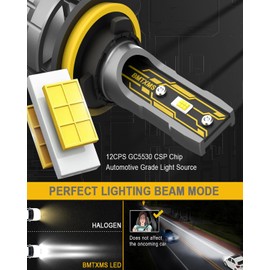 BMT xms H8 H11 H16 Fog Light Bulbs - 16000LM 6500K White Light - 350% Brightness Fog Lamp Replacement for Car, Pack of 2