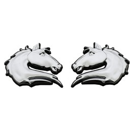 Pair Custom New Horse Head Emblems Fender 3D Badges Replacement for 2021-2023 Bronco Mustang GT Silverado Sierra RAM Universal Car Vehicle, Truck, Motorcycle (Chrome)