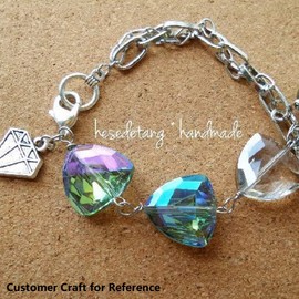 KISSITTY 10pcs Electroplate Glass Beads Triangle Faceted Crystal Spacer Loose Beads Random Mixed Color 18x18mm for DIY Bracelet Necklace Jewelry Making