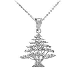 Middle Eastern Jewelry Polished 925 Sterling Silver Cedar Tree Charm Pendant Necklace, 18"