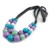 Avalaya Layered Graduated Multicoloured Pastel Shades Wooden Bead with Grey
