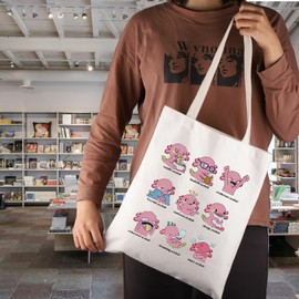 JNIAP Axolotl Theme Gift Axolotl Everyday Activity Tote Bag Animal Axolotl Gifts (Axolotl Theme Tote Bag)