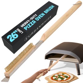 Urban Whisk Pizza Oven Brush with Scraper – Heavy-Duty Pizza Brush for Pizza Oven with Stainless Steel Bristles | Durable Pizza Stone Brush for Cleaning Residue & Ash, Extra Long Handles & Spare Head