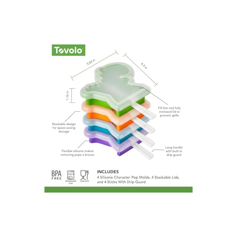Tovolo - Moldes de silicona para paletas con varillas (4