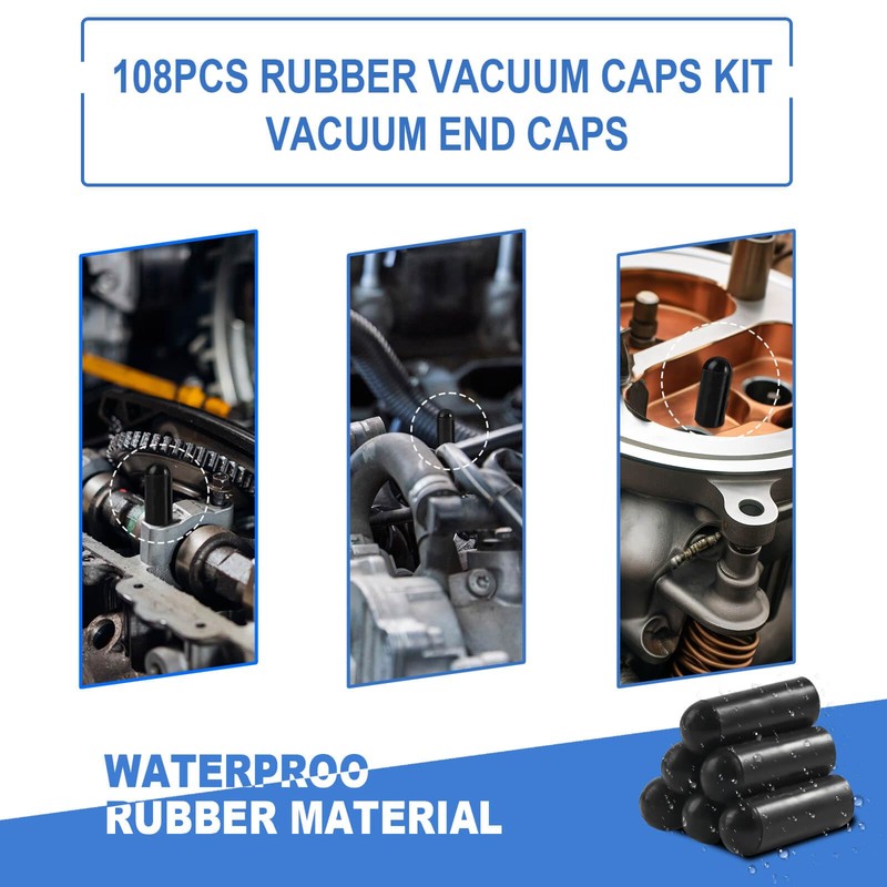 108PCS Vacuum Caps Assortment, Vacuum Plugs Hose End Cap, Rubber