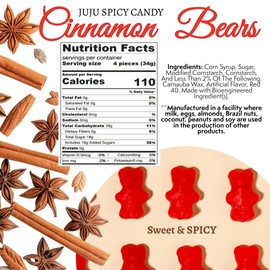 SweetGourmet Red JuJu Cinnamon Bears, Bulk Candy Unwrapped, Chewy Soft Texture, Holiday Christmas Specialty, 2 Pound Bag