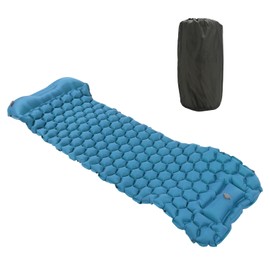 Camping Sleeping Pad Mat Foot Press Inflatable Cushion Mattress for Tent Hiking TravelPeacock Blue