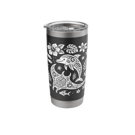 Tribal Dolphin Manta Ray Ocean Marine Life Lover Stainless Steel Insulated Tumbler