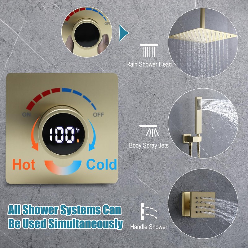 Digital Display Shower Valve Shower Valve Single Way Shower Diverter