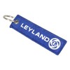Blue & White Flexible Ribbon Tag Fabric Woven Keyring Loop
