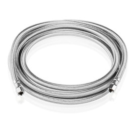 GUOFIS 10 FT Refrigerator Water Line,Stainless Steel Braided Ice Maker Hose with 1/4" Comp X 1/4"Compression Fittings(20PCS,10 Foot)(HOSE001-20Pack)