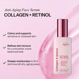 Radiant Aura Collagen & Retinol Serum For Face – Dermatologist Tested, Anti Aging, Korean Skin Care – Firming, Hydrating, Fast-Absorbing, Smoothing – Vegan, Clean Beauty – Pack of 2