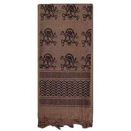 Fox Outdoor Products Unisex Tactical Shemagh Lightweight Cotton 43"x41" Head & Neck Sun/Sand Protective Scarf for Men & Women, Chocolate Skulls