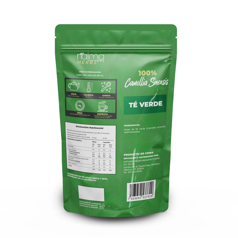 Té Verde- 250gr de té 100% Natural, Tisana Organica