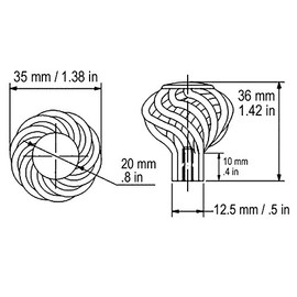 5 Pack Satin Nickel Kitchen Furniture Cabinet Drawer Hardware Bird Cage Birdcage Nest Twist Wire Swirl Handle Door Knobs/Pulls (Round Knob 1 3/8" (35MM))