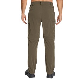 Yevtzl Men's Convertible Hiking Pants Quick Dry Cargo Pants for Men Safari Water Resistant Zip Pockets Fishing Pant (US, Numeric, 32, Regular, Regular, Brown)