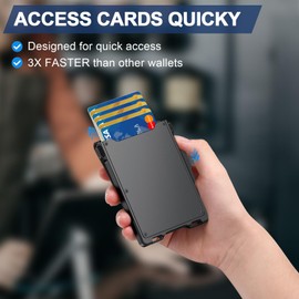 GHUKY GHUKY Wallet for Men, Minimalist Slim Mens Wallet with Money Clip, RFID Blocking Smart Pop Up Card Wallet with ID Window, Compact Bifold Wallet, Metal Aluminum Credit Card Holder