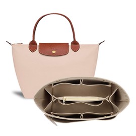 ETTP Purse Organizer Insert for le pliage Tote，Handbag Organizer Compatible with le pliage Shoulder Bag Large/Small,LE PLIAGE Top Handle Small/Medium (Beige, Large)